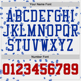 Custom White Red-Thunder Blue Paisley Bandana Patchwork Round Neck Sublimation Basketball Uniform Jersey