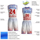 Custom White Red-Thunder Blue Gradient Bandana Paisley Round Neck Sublimation Basketball Uniform Jersey