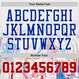 Custom White Red-Thunder Blue Hiphop Street Graffiti Round Neck Sublimation Basketball Uniform Jersey