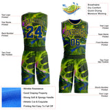Custom Green US Navy Blue-Yellow Psychedelic Acid Fluid Round Neck Sublimation Basketball Uniform Jersey