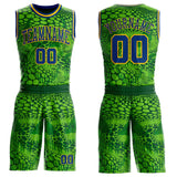 Custom Green US Navy Blue-Yellow Psychedelic Acid Fluid Round Neck Sublimation Basketball Uniform Jersey