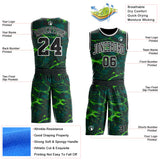Custom Green Black-White Psychedelic Acid Fluid Round Neck Sublimation Basketball Uniform Jersey