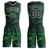 Custom Green Black-White Psychedelic Acid Fluid Round Neck Sublimation Basketball Uniform Jersey