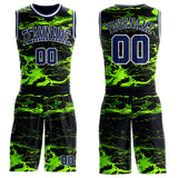 Custom Black Navy Green-White Psychedelic Acid Fluid Round Neck Sublimation Basketball Uniform Jersey
