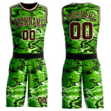 Custom Green Brown Black-Cream Psychedelic Acid Fluid Round Neck Sublimation Basketball Uniform Jersey