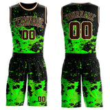 Custom Black Brown Green-Cream Psychedelic Acid Fluid Round Neck Sublimation Basketball Uniform Jersey