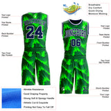 Custom Green Navy-White Psychedelic Acid Fluid Round Neck Sublimation Basketball Uniform Jersey