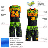 Custom Black Gold Green-Orange Psychedelic Acid Fluid Round Neck Sublimation Basketball Uniform Jersey