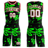 Custom Black White Green-Red Psychedelic Acid Fluid Round Neck Sublimation Basketball Uniform Jersey