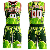 Custom Green White-Red Psychedelic Acid Fluid Round Neck Sublimation Basketball Uniform Jersey