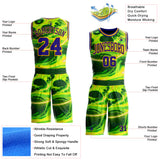 Custom Green Dark Purple-Gold Psychedelic Acid Fluid Round Neck Sublimation Basketball Uniform Jersey