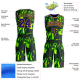Custom Green Dark Purple-Gold Psychedelic Acid Fluid Round Neck Sublimation Basketball Uniform Jersey
