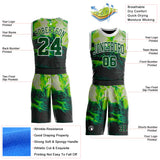 Custom Green Black-White Psychedelic Acid Fluid Round Neck Sublimation Basketball Uniform Jersey