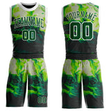 Custom Green Black-White Psychedelic Acid Fluid Round Neck Sublimation Basketball Uniform Jersey