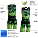 Custom Black Green-White Psychedelic Acid Fluid Round Neck Sublimation Basketball Uniform Jersey