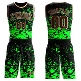 Custom Black Brown Green-Cream Psychedelic Acid Fluid Round Neck Sublimation Basketball Uniform Jersey
