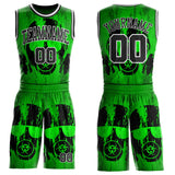 Custom Green Black-White Psychedelic Acid Fluid Round Neck Sublimation Basketball Uniform Jersey