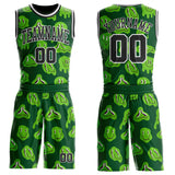 Custom Green Black-White Psychedelic Acid Fluid Round Neck Sublimation Basketball Uniform Jersey