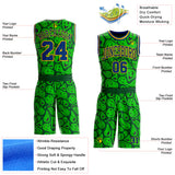Custom Green US Navy Blue-Yellow Psychedelic Acid Fluid Round Neck Sublimation Basketball Uniform Jersey