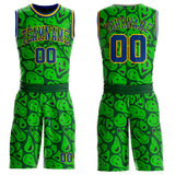 Custom Green US Navy Blue-Yellow Psychedelic Acid Fluid Round Neck Sublimation Basketball Uniform Jersey