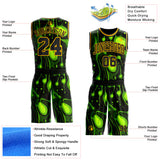Custom Black Green-Gold Psychedelic Acid Fluid Round Neck Sublimation Basketball Uniform Jersey