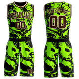 Custom Green Brown-Cream Psychedelic Acid Fluid Round Neck Sublimation Basketball Uniform Jersey