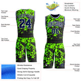 Custom Black Navy Green-White Psychedelic Acid Fluid Round Neck Sublimation Basketball Uniform Jersey