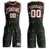 Custom Black White Green-Red Psychedelic Acid Fluid Round Neck Sublimation Basketball Uniform Jersey