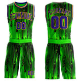 Custom Green Dark Purple Black-Gold Psychedelic Acid Fluid Round Neck Sublimation Basketball Uniform Jersey