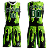 Custom Green Black-White Psychedelic Acid Fluid Round Neck Sublimation Basketball Uniform Jersey
