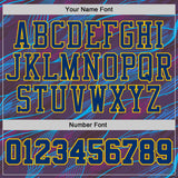 Custom Purple US Navy Blue-Yellow Abstract Swirl Lines Round Neck Sublimation Basketball Uniform Jersey