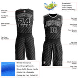 Custom Black-White Abstract Diagonal Lines Round Neck Sublimation Basketball Uniform Jersey
