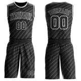 Custom Black-White Abstract Diagonal Lines Round Neck Sublimation Basketball Uniform Jersey