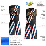 Custom Black Brown Blue Red-Cream Abstract Stripes Round Neck Sublimation Basketball Uniform Jersey