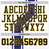 Custom White Black Blue-Gold Abstract Geometric Zigzag Round Neck Sublimation Basketball Uniform Jersey