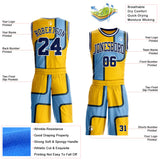 Custom Yellow Navy Blue-White Abstract Geometric Zigzag Round Neck Sublimation Basketball Uniform Jersey