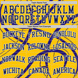 Custom Yellow Navy Purple-White Abstract Curved Lines Round Neck Sublimation Basketball Uniform Jersey