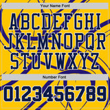 Custom Yellow Navy Purple-White Abstract Curved Lines Round Neck Sublimation Basketball Uniform Jersey