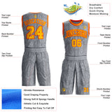 Custom Gray Gold Black-Orange Abstract Tech Geometric Lines Round Neck Sublimation Basketball Uniform Jersey