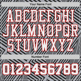 Custom Gray White Black-Red Geometric Lines Round Neck Sublimation Basketball Uniform Jersey