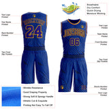 Custom Blue Dark Purple Navy-Gold Abstract Wave Round Neck Sublimation Basketball Uniform Jersey