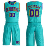 Custom Green Dark Purple-Gold Abstract Tech Geometric Lines Round Neck Sublimation Basketball Uniform Jersey