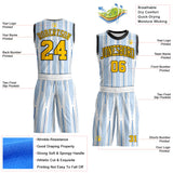 Custom White Yellow Blue-Black Gradient Vertical Stripes Round Neck Sublimation Basketball Uniform Jersey