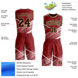 Custom Red Brown White-Cream Abstract Geometric Lines Round Neck Sublimation Basketball Uniform Jersey