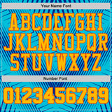 Custom Blue Gold-Orange Abstract Geometric Lines Round Neck Sublimation Basketball Uniform Jersey