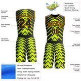 Custom Neon Yellow Black-Gold Abstract Arrow Round Neck Sublimation Basketball Uniform Jersey