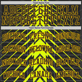 Custom Neon Yellow Black-Gold Abstract Arrow Round Neck Sublimation Basketball Uniform Jersey