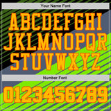 Custom Black Gold Green-Orange Abstract Diagonal Stripes Round Neck Sublimation Basketball Uniform Jersey
