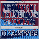 Custom Blue Navy Red-White Abstract Gradient Wave Round Neck Sublimation Basketball Uniform Jersey