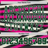Custom Black Green Hot Pink Cream-White Abstract Stripes Round Neck Sublimation Basketball Uniform Jersey